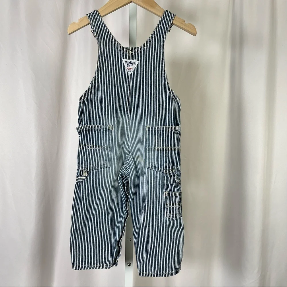 OshKosh B'gosh 18 Months Pinstripe Overalls Retro Outdoor Rugged Chore Barn